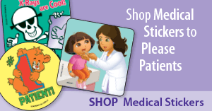 Medical themed stickers for waiting room, emergency room, pediatric practice or dr.'s office.