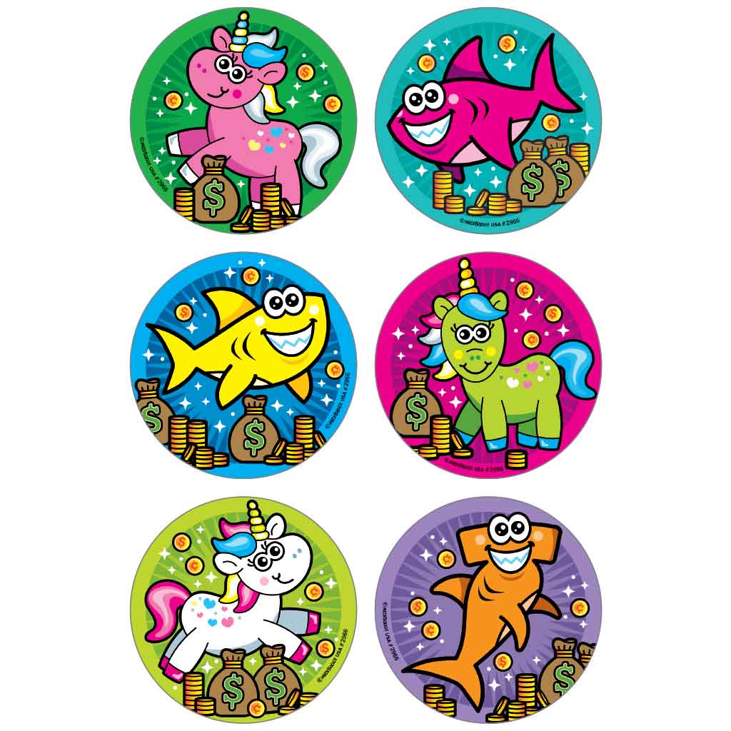 Money Sharks 'n Unicorns Asst. Banking Stickers
