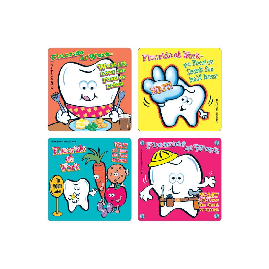 Wait - Fluoride Working Asst. Dental Stickers