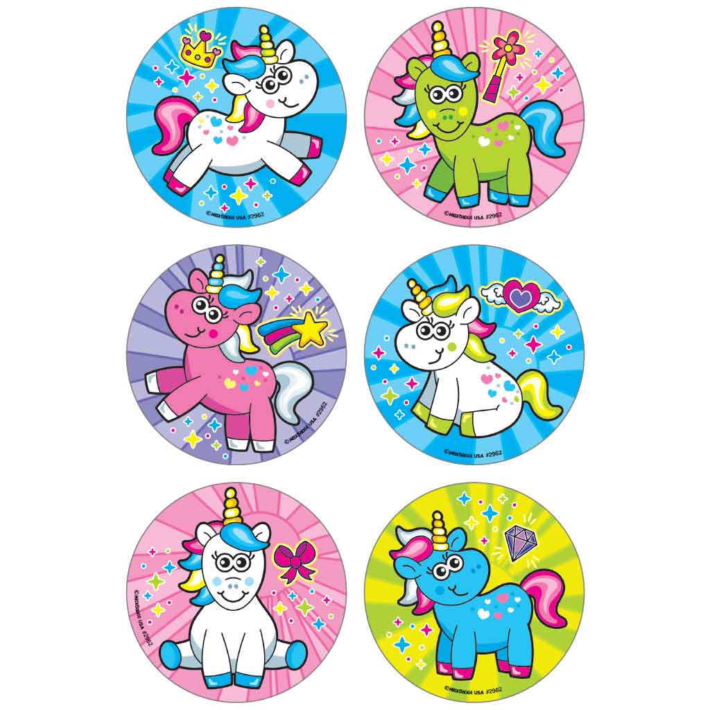 Cartoon Unicorns Asst. Stickers