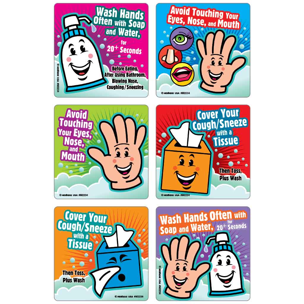 Handwashing Reminders Asst. Health Stickers