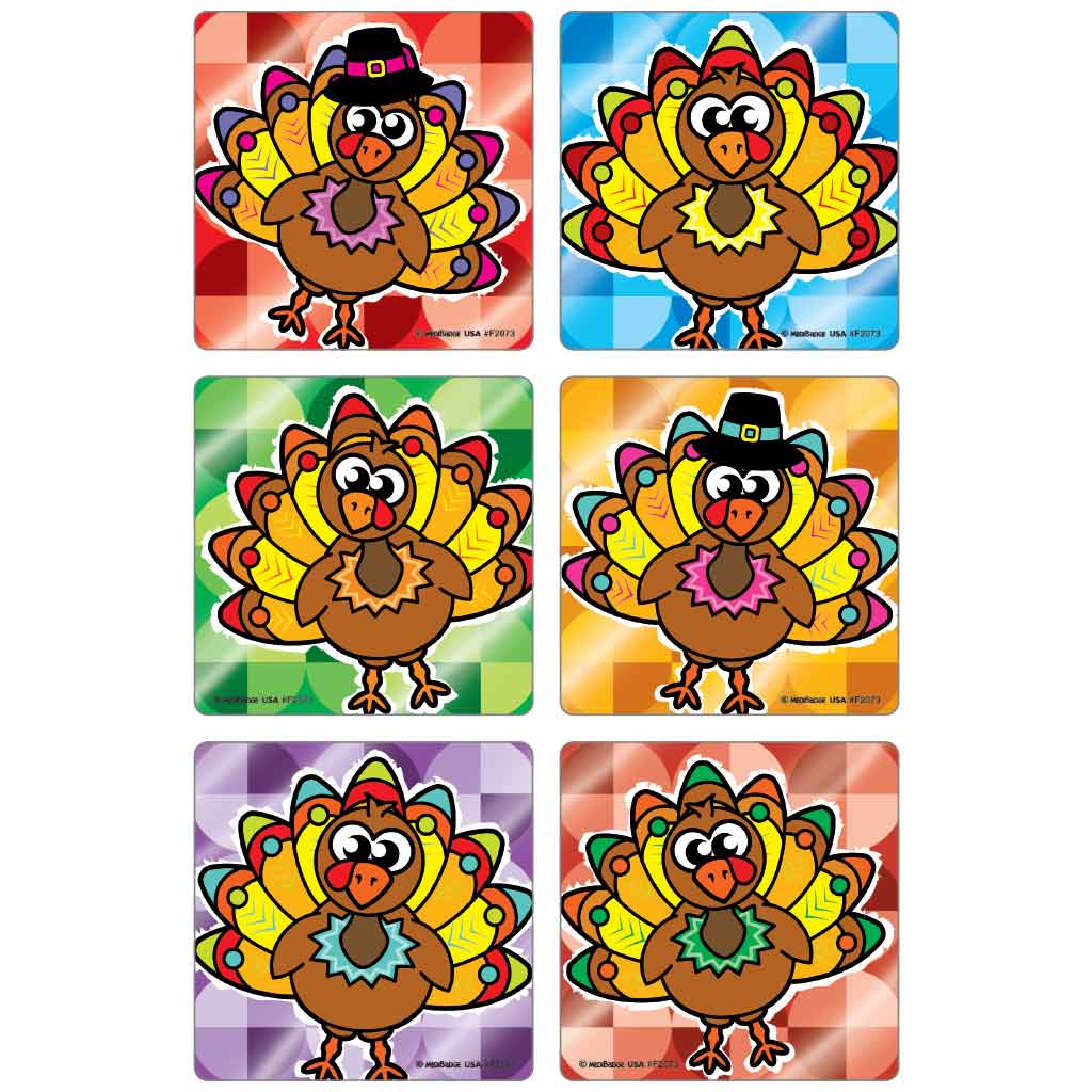 Foil Turkey Characters Asst. Stickers